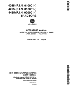 John Deere 4055 (010001-), 4255 (010001-), 4455 (020001-) Tractors Operator's Manual (OMAR110571)