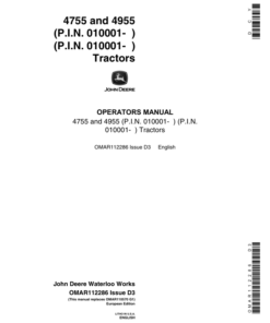 John Deere 4755, 4955 Tractors Operator's Manual (OMAR112286)
