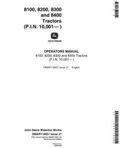 John Deere 8100, 8200, 8300 & 8400 Tractors North America Edition (010001-024000 ) Operator's Manual (OMAR116931)