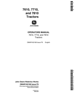 John Deere 7610, 7710, 7810 Tractors Operator's Manual (OMAR162168)