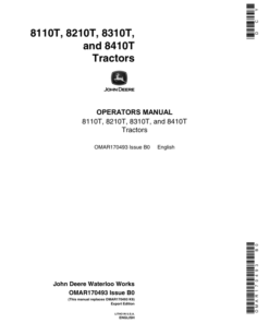 John Deere 8110T, 8210T, 8310T, 8410T Tractors Operator's Manual (OMAR170493)