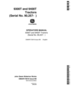John Deere 9300T, 9400T Tractors Operator's Manual (OMAR172616)