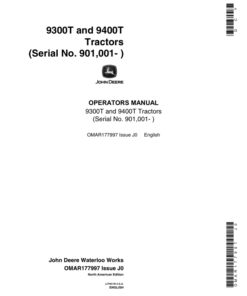John Deere 9300T, 9400T Tractors Operator's Manual (OMAR177997)