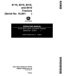 John Deere 8110, 8210, 8310, 8410 Tractors Operator's Manual (OMAR178328)