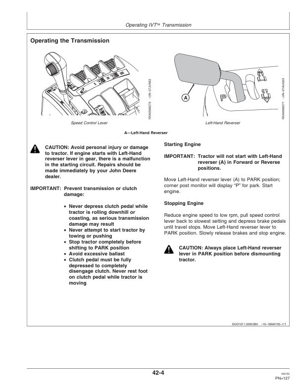 John Deere 7720, 7820, 7920 Tractors Operator's Manual (OMAR188670) - Image 2
