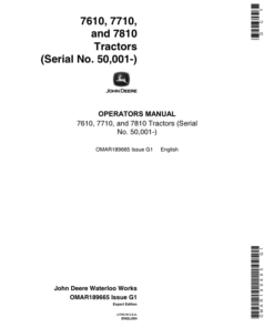 John Deere 7610, 7710, 7810 Tractors Operator's Manual (OMAR189665)