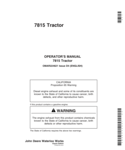 John Deere 7815 Tractor Operator's Manual (OMAR224621)