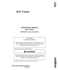 John Deere 7815 Tractor Operator's Manual (OMAR235811)