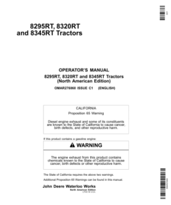John Deere 8295RT, 8320RT & 8345RT Tractors North American Edtion (000000-912000) Operator's Manual (OMAR276060)