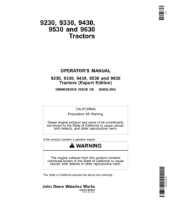 John Deere 9230, 9330, 9430, 9530 & 9630 Tractors Operator's Manual (OMAR283038)
