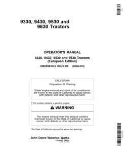 John Deere 9330, 9430, 9530, 9630 Tractors Operator's Manual (OMAR283044)
