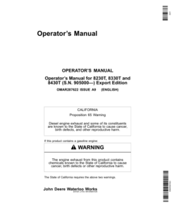 John Deere 8230T, 8330T, 8430T Tractors (905000-) Operator's Manual (OMAR287622)