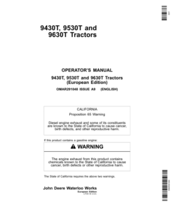 John Deere 9430T, 9530T & 9630T Tractors Operator's Manual (OMAR291048)