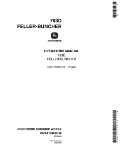 John Deere 793D Tracked Feller Bunchers Operator's Manuals (OMAT108835)