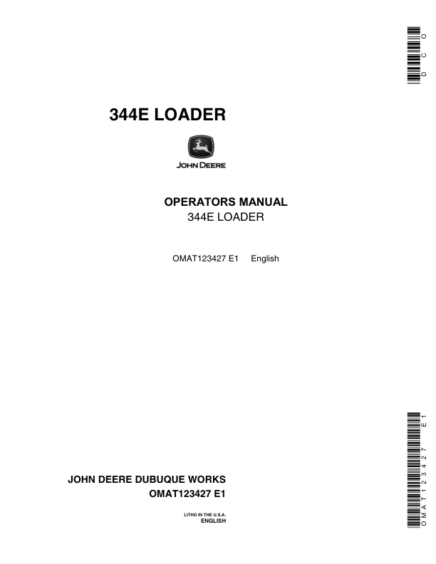 John Deere 344E Loaders Operator's Manuals (OMAT123427)