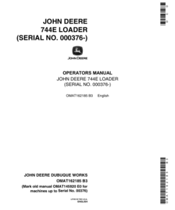 John Deere 744E Loaders Operator's Manuals (OMAT162185)
