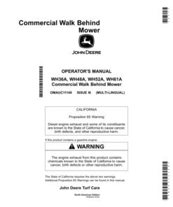 John Deere WH36A, WH48A, WH52A & WH61A Commercial Walk Behind Mowers Operator's Manual (OMAUC11149)