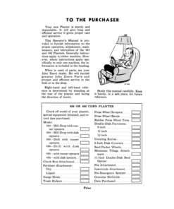 Alternative view of John Deere 494, 495 Corn Planters Operator's Manual (OMB25002B)