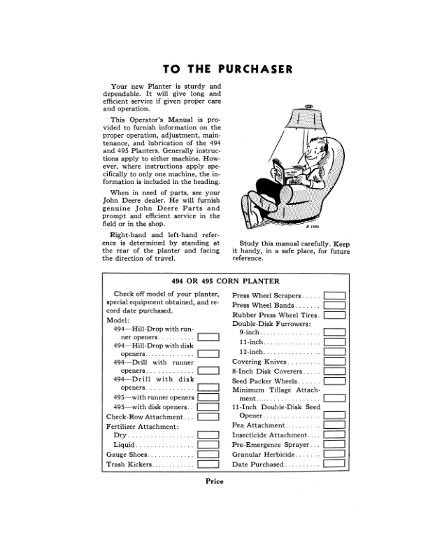 John Deere 494, 495 Corn Planters Operator's Manual (OMB25002B) - Image 2