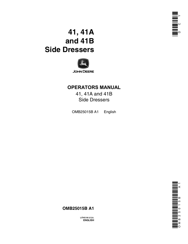 John Deere 41, 41A, 41B Side Dressers Operator's Manual (OMB25015B)
