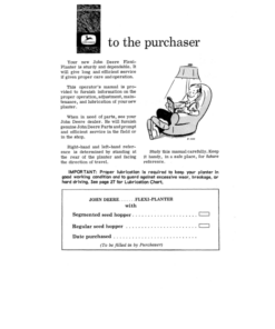 Alternative view of John Deere 70 Flexi-Planter Operator's Manual (OMB25021)