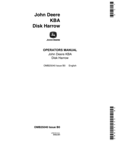 John Deere KBA Disk Harrow Operator's Manual (OMB25040)