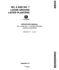 John Deere 6, 7 Loose Ground Lister Planter Operator's Manual (OMB25097)