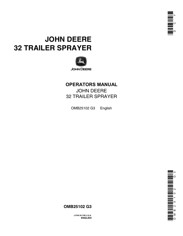 John Deere 32 Trailer Sprayer Operator's Manual (OMB25102)