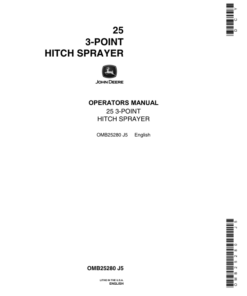 John Deere 25 3-Point Hitch Sprayer Operator's Manual (OMB25280)