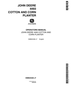 John Deere 4493 Cotton & Corn Planter Operator's Manual (OMB25358)