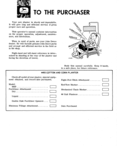 Alternative view of John Deere 4493 Cotton & Corn Planter Operator's Manual (OMB25358)