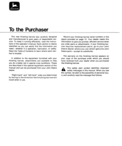 Alternative view of John Deere BFA Series Finishing Harrows Operator's Manual (OMB25399)