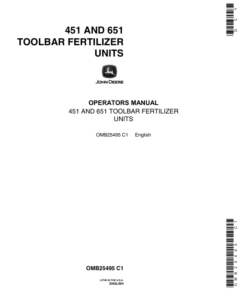 John Deere 451, 651 Toolbar Fertilizer Units Operator's Manual (OMB25495)