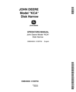 John Deere Model KCA Disk Harrow Operator's Manual (OMB49959)