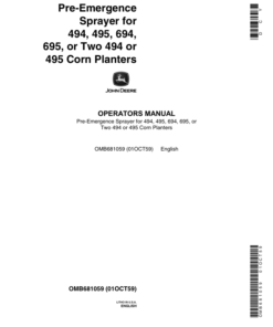 John Deere Pre-Emergence Sprayer Operator's Manual (OMB681059)