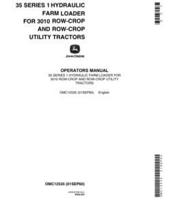 John Deere 35 Farm Loader (Series 1) Operator's Manual (OMC12535)