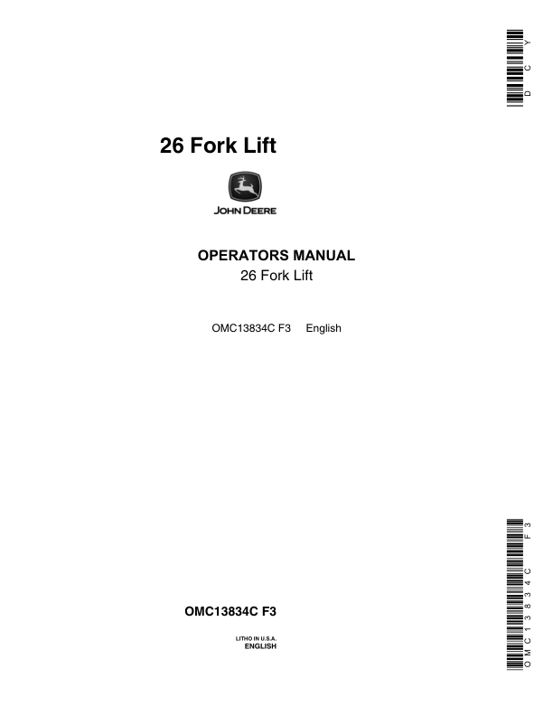 John Deere 26 Fork Lift Operator's Manual (OMC13834C)
