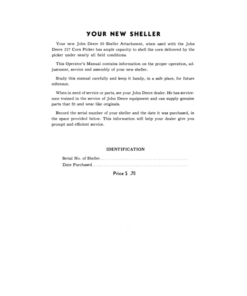 Alternative view of John Deere 50 Corn Sheller Attachment (- 055000) Operator's Manual (OMC13990)
