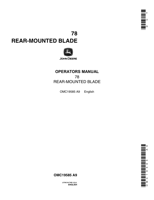 John Deere 78 Rear Blade Operator's Manual (OMC19585)