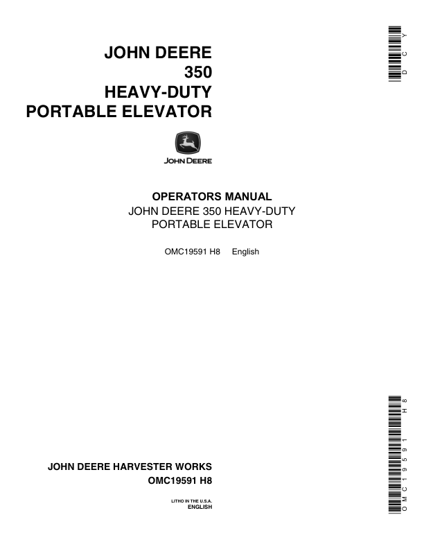 John Deere 350 Heavy-Duty Portable Elevator Operator's Manual (OMC19591)