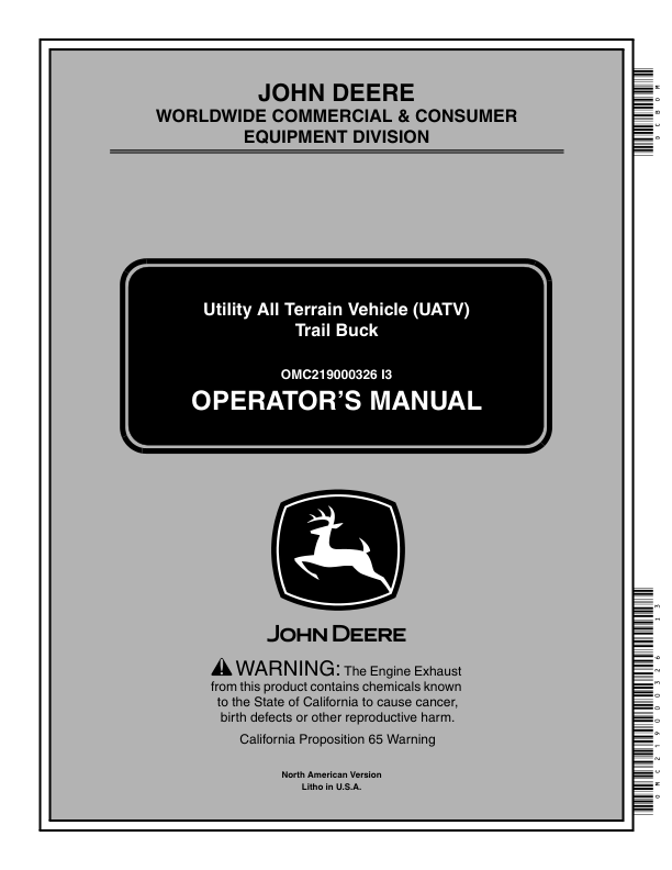 John Deere 500 650, 650EX, 650EXT Trail Buck Utility All Terrain Vehicles Operator's Manual (OMC219000326)