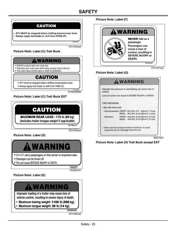 John Deere 500 650, 650EX, 650EXT Trail Buck Utility All Terrain Vehicles Operator's Manual (OMC219000326) - Image 2