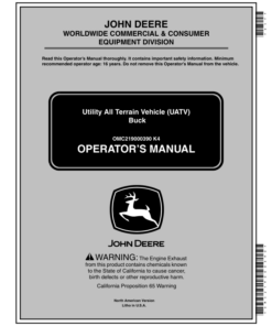 John Deere 500, 500EX, 500EXT Buck UATV (010001-) Operator's Manual (OMC219000390)