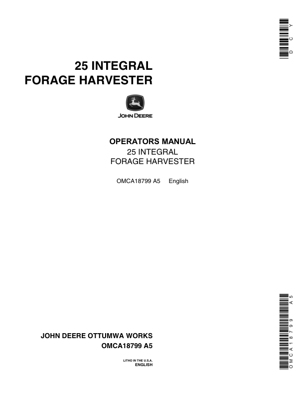 John Deere 25 Forage Harvester Operator's Manual (OMCA18799)