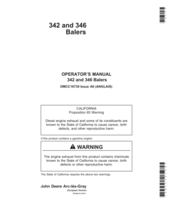John Deere 342 & 346 Balers Operator's Manual (OMCC16730)