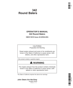 John Deere 343 Round Balers Operator's Manual (OMCC18018)