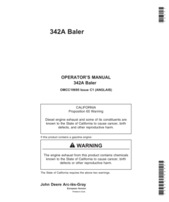 John Deere 342A Baler Operator's Manual (OMCC19695)