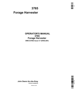 John Deere 3765 Forage Harvesters Operator's Manual (OMCC27802)