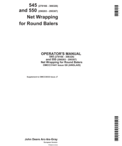 John Deere 545 & 550 Round Balers Net Wrapping Supplement Operator's Manual (OMCC31441)
