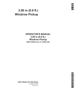 John Deere 3.00 m (9.8 ft.) Windrow Pickup Operator's Manual (OMCC33908)